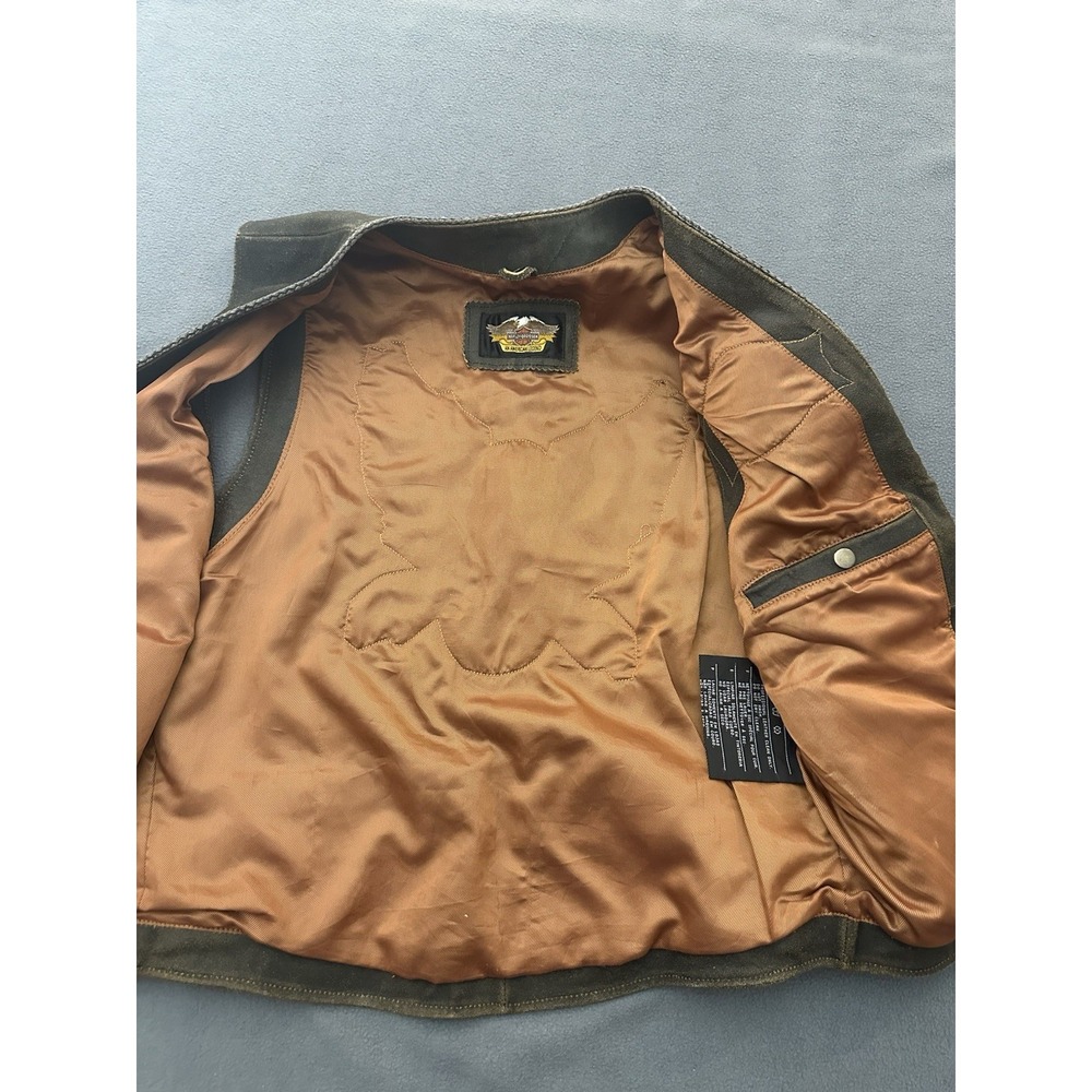 Harley Davidson Billings Brown Leather Motorcycle Vest Men's Size Medium - Picture 4 of 9